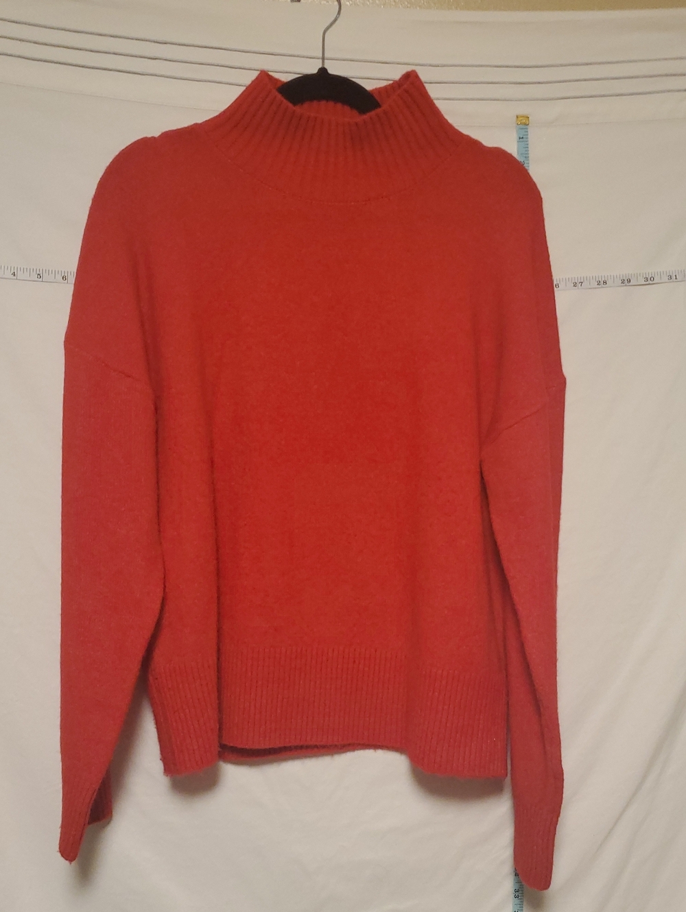LOFT Tomato Red Mock Turtleneck Sweater - Cozy Knit Pullover Lg Quiet Luxury